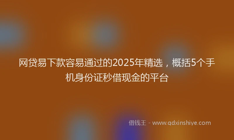 网贷易下款容易通过的2025年精选，概括5个手机身份证秒借现金的平台