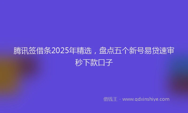 腾讯签借条2025年精选，盘点五个新号易贷速审秒下款口子