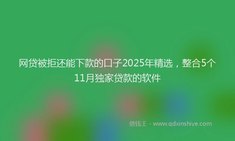 网贷被拒还能下款的口子2025年精选，整合5个11月独家贷款的软件