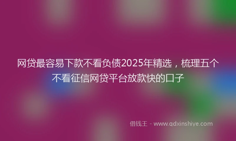 网贷最容易下款不看负债2025年精选，梳理五个不看征信网贷平台放款快的口子