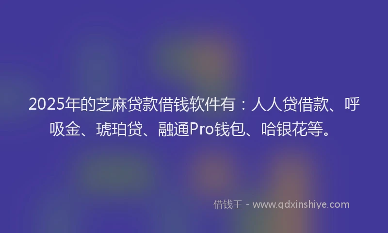 2025年的芝麻贷款借钱软件有：人人贷借款、呼吸金、琥珀贷、融通Pro钱包、哈银花等。