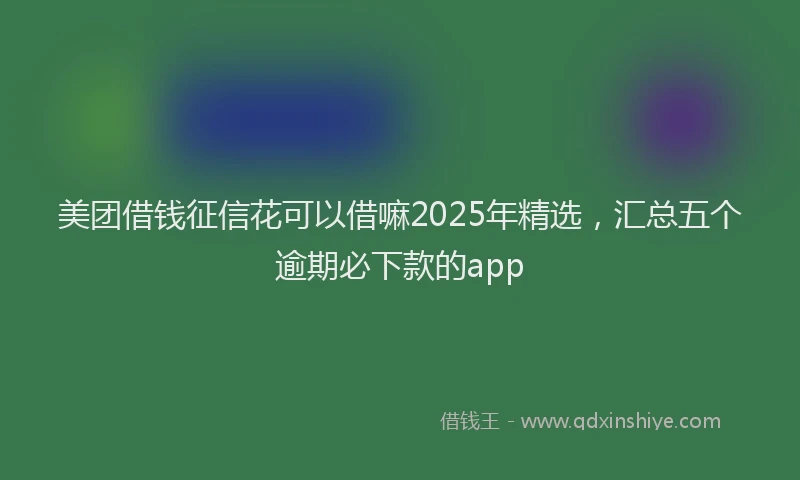 美团借钱征信花可以借嘛2025年精选，汇总五个逾期必下款的app