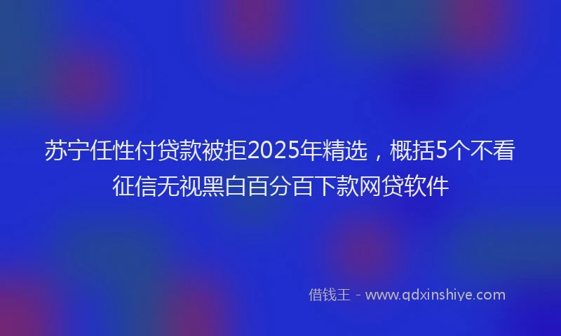 苏宁任性付贷款被拒2025年精选，概括5个不看征信无视黑白百分百下款网贷软件