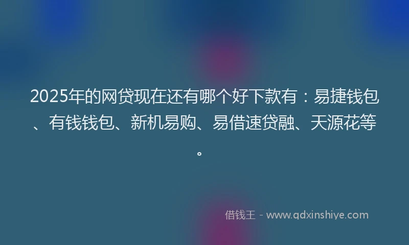 2025年的网贷现在还有哪个好下款有：易捷钱包、有钱钱包、新机易购、易借速贷融、天源花等。