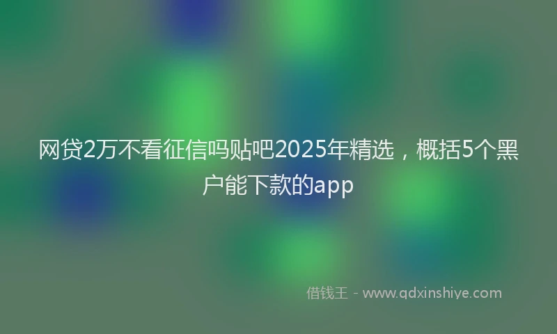 网贷2万不看征信吗贴吧2025年精选，概括5个黑户能下款的app