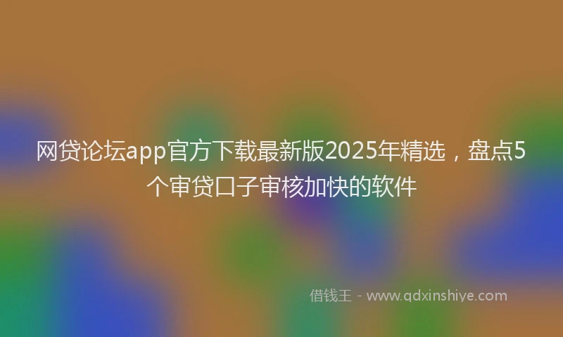 网贷论坛app官方下载最新版2025年精选，盘点5个审贷口子审核加快的软件