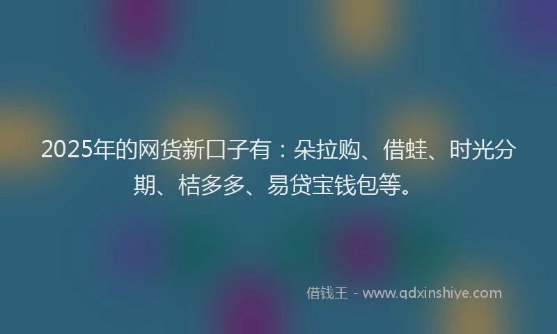 2025年的网货新口子有：朵拉购、借蛙、时光分期、桔多多、易贷宝钱包等。