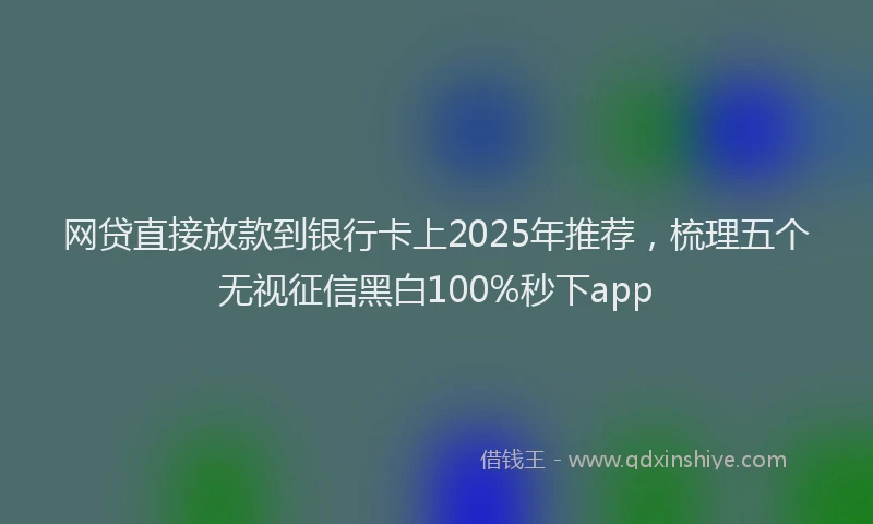 网贷直接放款到银行卡上2025年推荐，梳理五个无视征信黑白100%秒下app