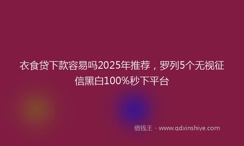 衣食贷下款容易吗2025年推荐，罗列5个无视征信黑白100%秒下平台