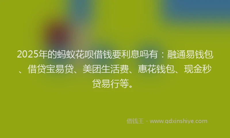 2025年的蚂蚁花呗借钱要利息吗有：融通易钱包、借贷宝易贷、美团生活费、惠花钱包、现金秒贷易行等。
