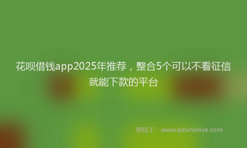 花呗借钱app2025年推荐，整合5个可以不看征信就能下款的平台