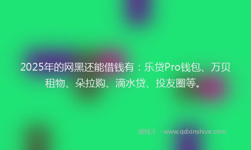 2025年的网黑还能借钱有：乐贷Pro钱包、万贝租物、朵拉购、滴水贷、投友圈等。