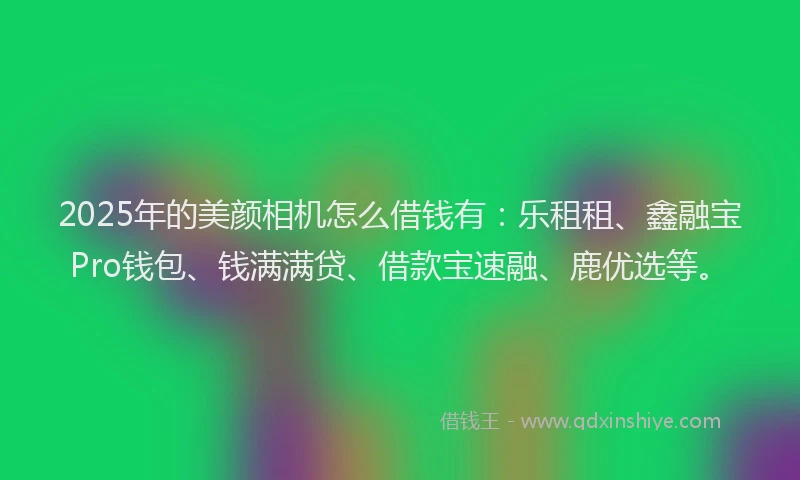 2025年的美颜相机怎么借钱有：乐租租、鑫融宝Pro钱包、钱满满贷、借款宝速融、鹿优选等。