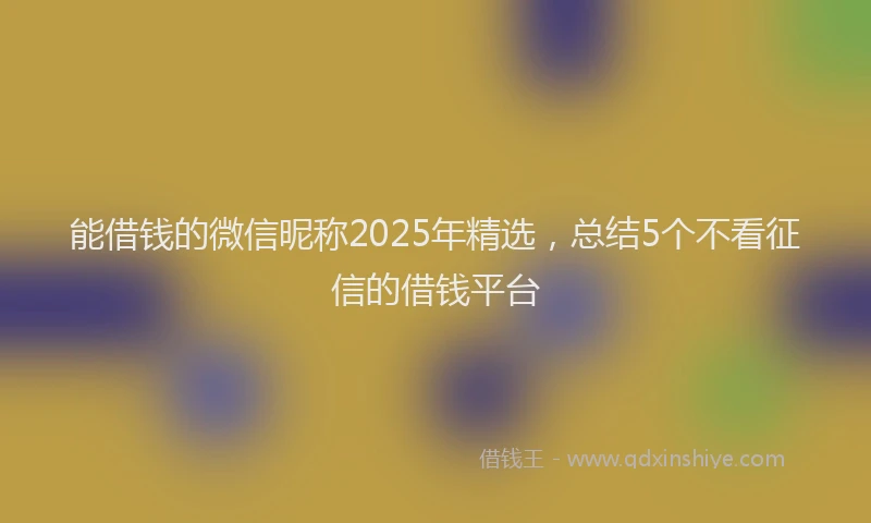 能借钱的微信昵称2025年精选，总结5个不看征信的借钱平台