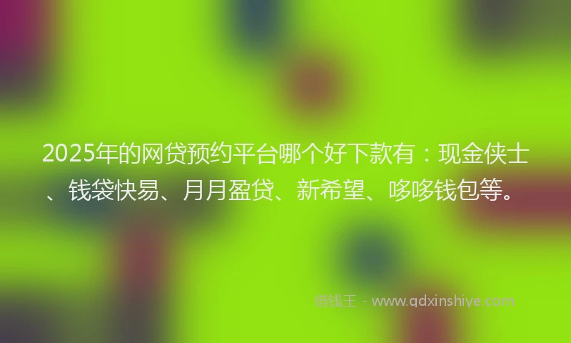 2025年的网贷预约平台哪个好下款有：现金侠士、钱袋快易、月月盈贷、新希望、哆哆钱包等。