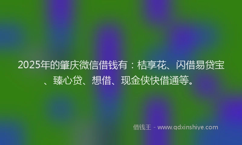 2025年的肇庆微信借钱有：桔享花、闪借易贷宝、臻心贷、想借、现金侠快借通等。