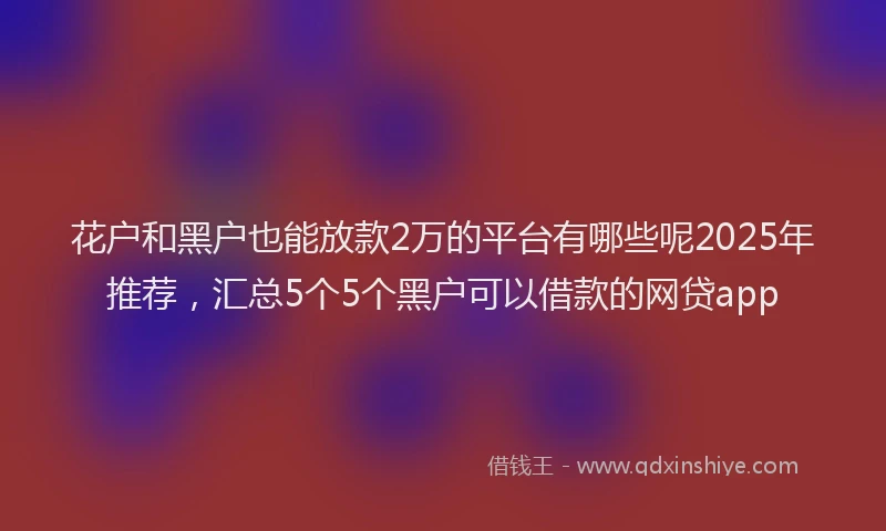 花户和黑户也能放款2万的平台有哪些呢2025年推荐，汇总5个5个黑户可以借款的网贷app