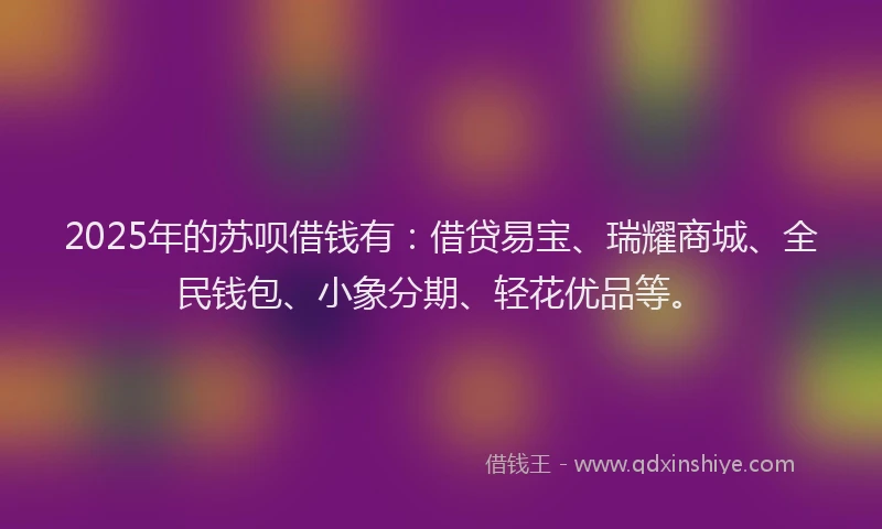 2025年的苏呗借钱有：借贷易宝、瑞耀商城、全民钱包、小象分期、轻花优品等。
