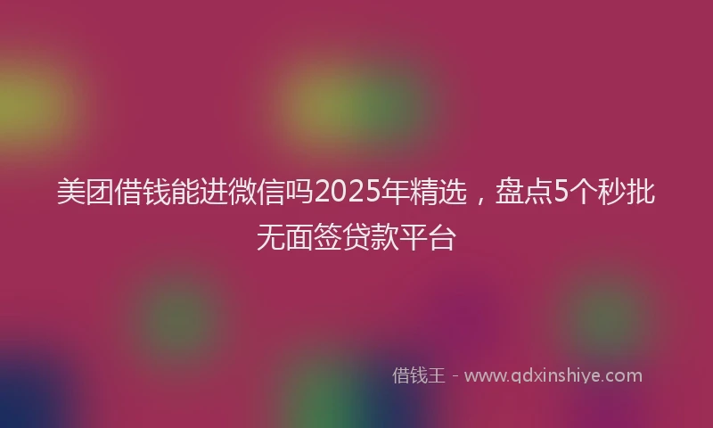 美团借钱能进微信吗2025年精选，盘点5个秒批无面签贷款平台