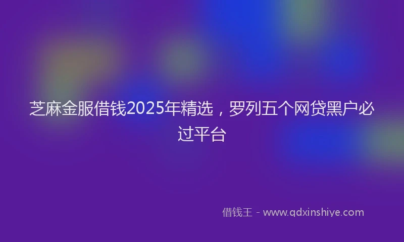 芝麻金服借钱2025年精选，罗列五个网贷黑户必过平台