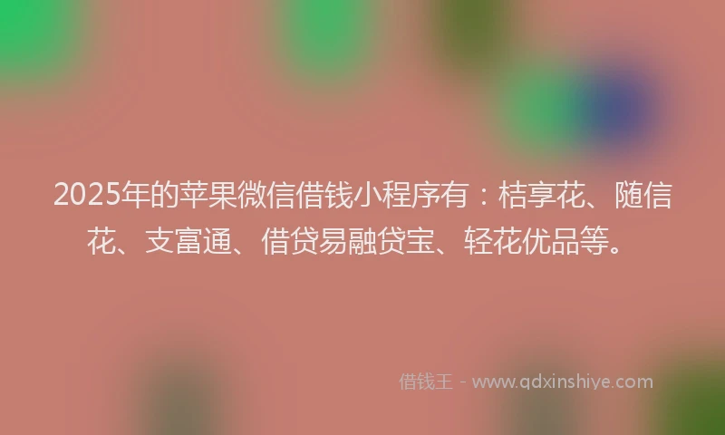 2025年的苹果微信借钱小程序有：桔享花、随信花、支富通、借贷易融贷宝、轻花优品等。