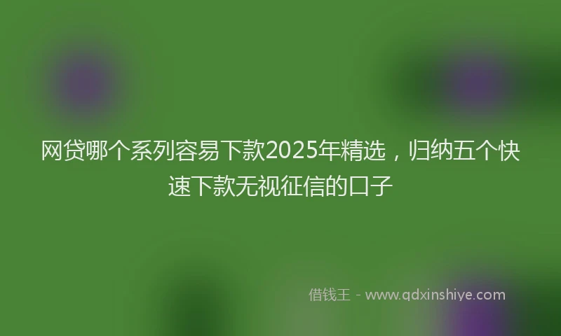网贷哪个系列容易下款2025年精选，归纳五个快速下款无视征信的口子