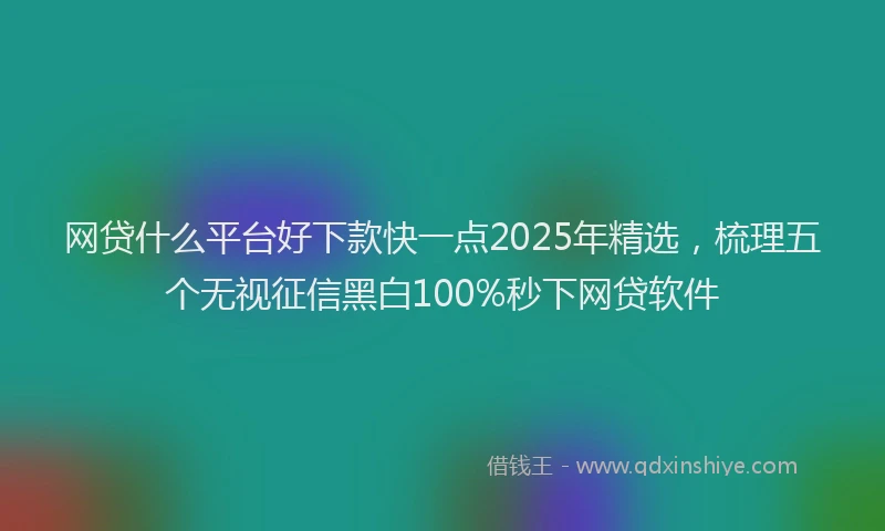 网贷什么平台好下款快一点2025年精选，梳理五个无视征信黑白100%秒下网贷软件