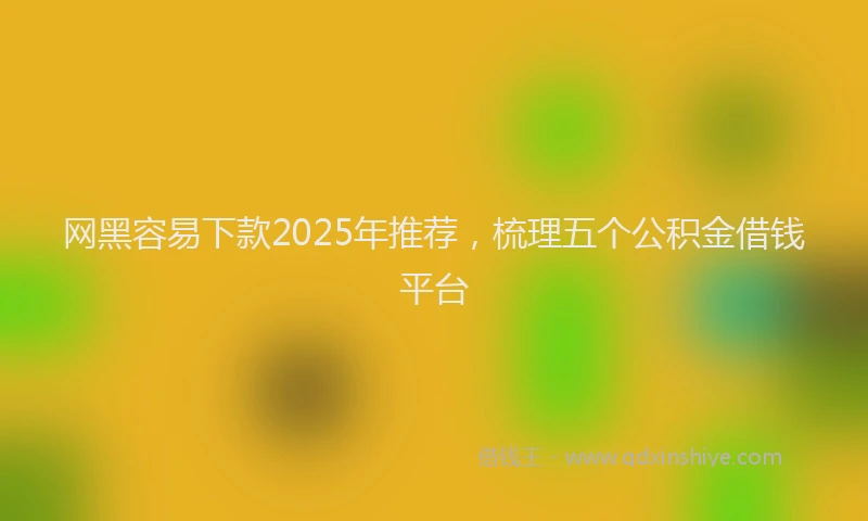 网黑容易下款2025年推荐，梳理五个公积金借钱平台