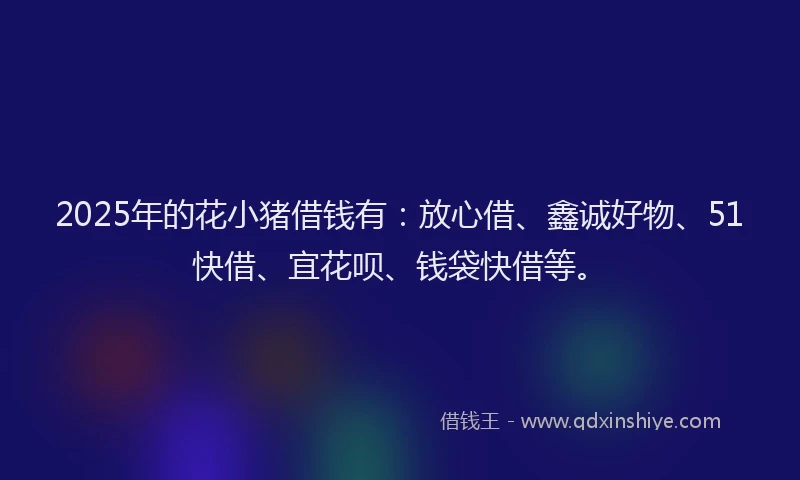 2025年的花小猪借钱有：放心借、鑫诚好物、51快借、宜花呗、钱袋快借等。