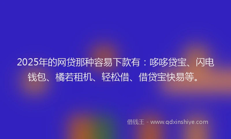 2025年的网贷那种容易下款有：哆哆贷宝、闪电钱包、橘若租机、轻松借、借贷宝快易等。