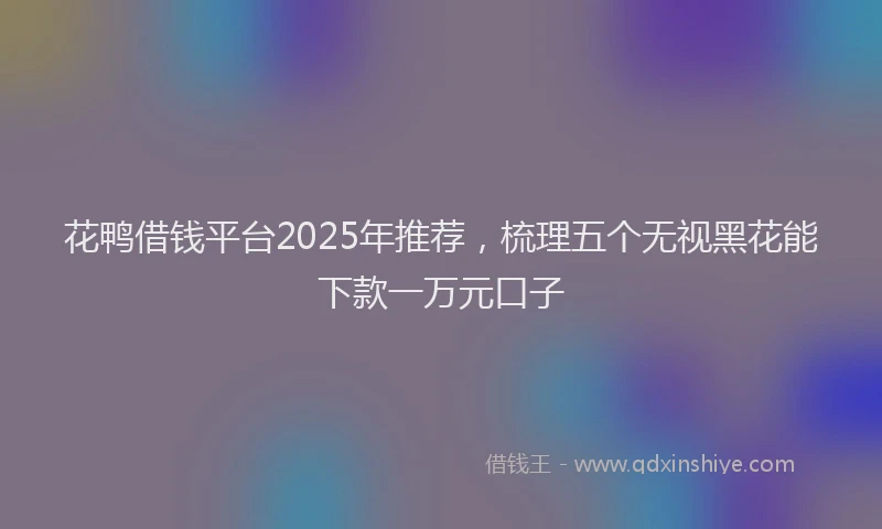 花鸭借钱平台2025年推荐，梳理五个无视黑花能下款一万元口子