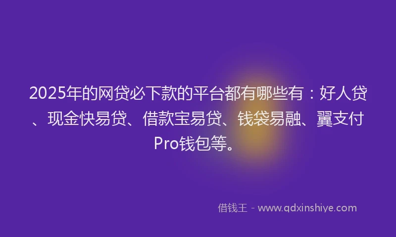 2025年的网贷必下款的平台都有哪些有：好人贷、现金快易贷、借款宝易贷、钱袋易融、翼支付Pro钱包等。