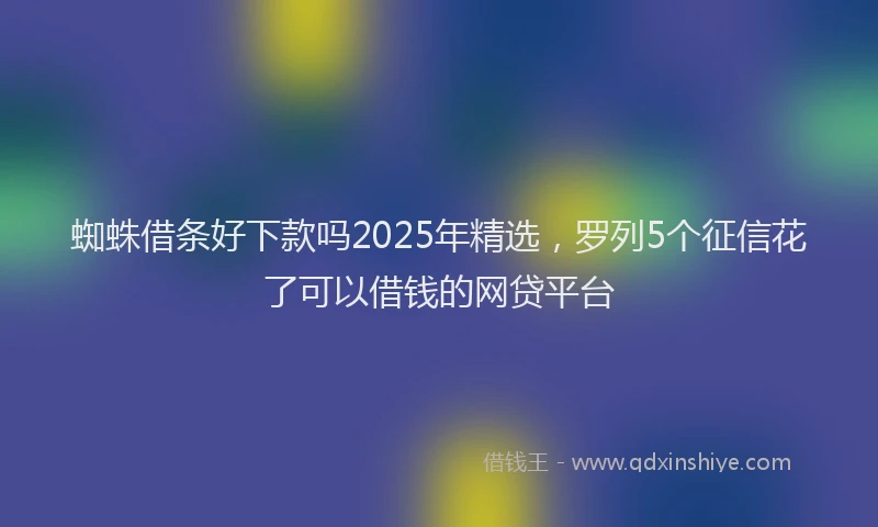 蜘蛛借条好下款吗2025年精选，罗列5个征信花了可以借钱的网贷平台