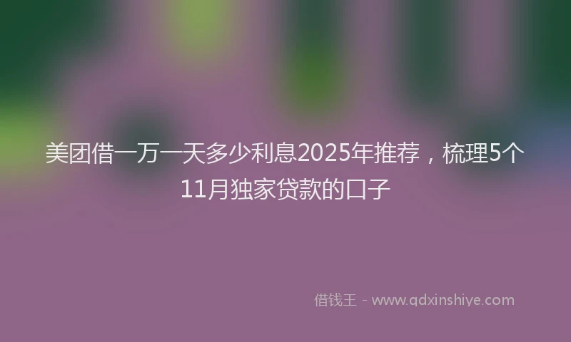 美团借一万一天多少利息2025年推荐，梳理5个11月独家贷款的口子