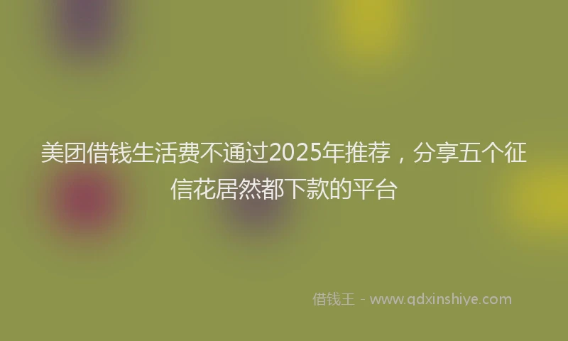 美团借钱生活费不通过2025年推荐，分享五个征信花居然都下款的平台