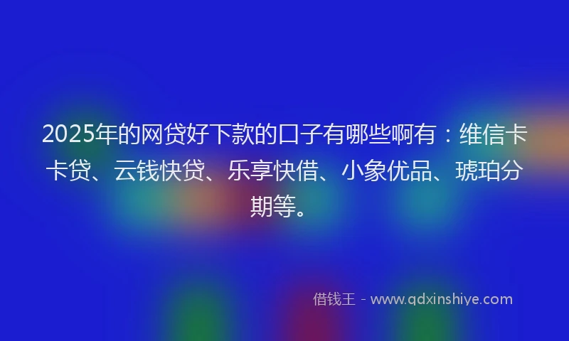 2025年的网贷好下款的口子有哪些啊有：维信卡卡贷、云钱快贷、乐享快借、小象优品、琥珀分期等。
