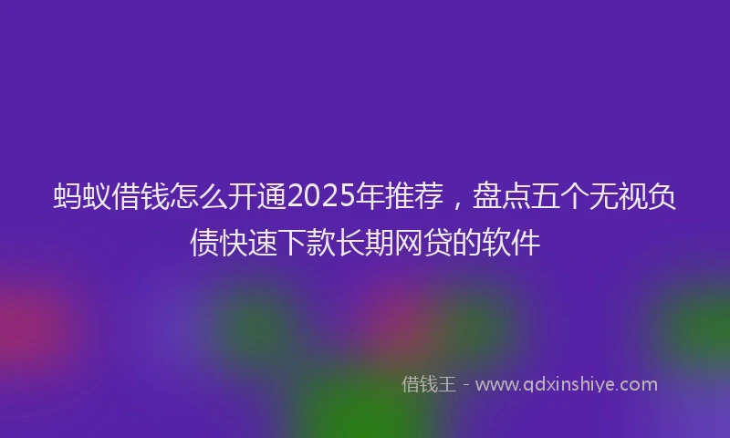 蚂蚁借钱怎么开通2025年推荐，盘点五个无视负债快速下款长期网贷的软件