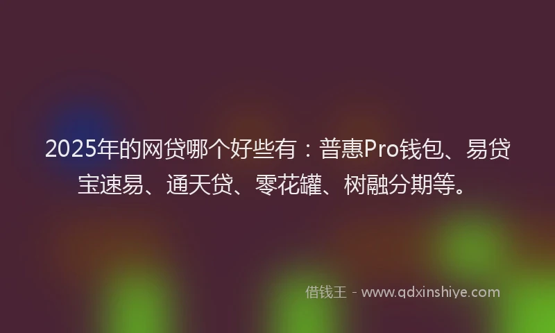 2025年的网贷哪个好些有：普惠Pro钱包、易贷宝速易、通天贷、零花罐、树融分期等。