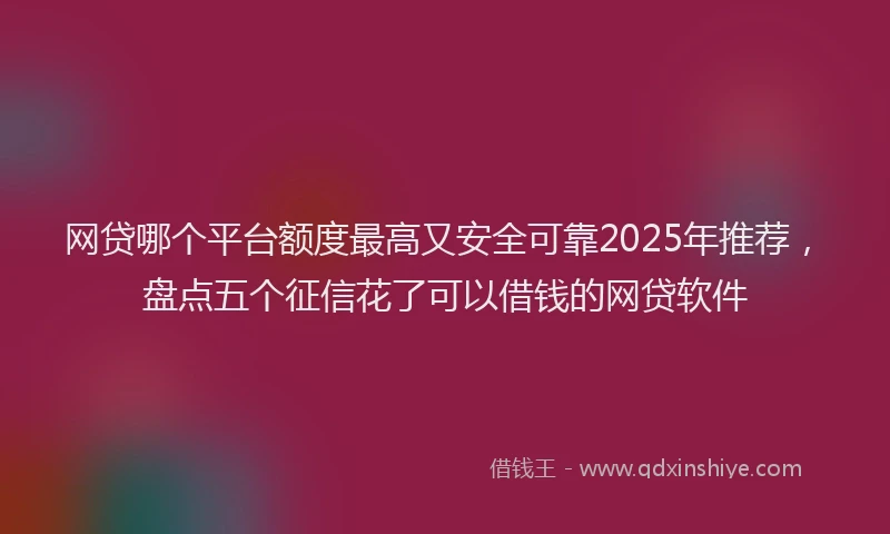 网贷哪个平台额度最高又安全可靠2025年推荐，盘点五个征信花了可以借钱的网贷软件