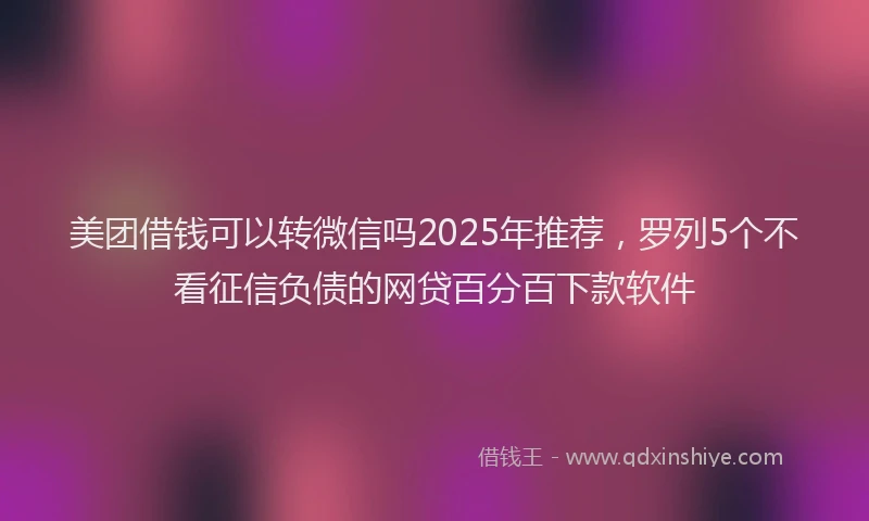 美团借钱可以转微信吗2025年推荐，罗列5个不看征信负债的网贷百分百下款软件