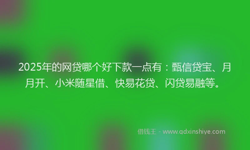 2025年的网贷哪个好下款一点有：甄信贷宝、月月开、小米随星借、快易花贷、闪贷易融等。