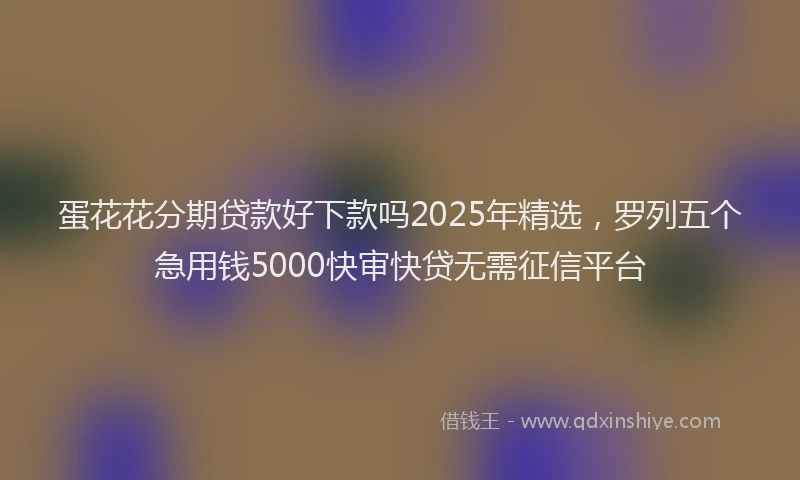 蛋花花分期贷款好下款吗2025年精选，罗列五个急用钱5000快审快贷无需征信平台