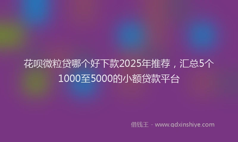 花呗微粒贷哪个好下款2025年推荐，汇总5个1000至5000的小额贷款平台