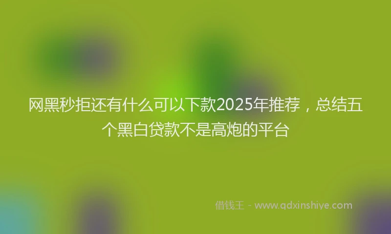 网黑秒拒还有什么可以下款2025年推荐，总结五个黑白贷款不是高炮的平台