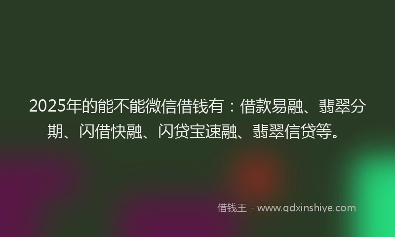 2025年的能不能微信借钱有：借款易融、翡翠分期、闪借快融、闪贷宝速融、翡翠信贷等。