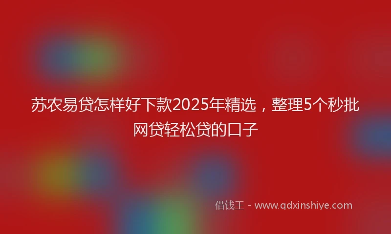 苏农易贷怎样好下款2025年精选，整理5个秒批网贷轻松贷的口子
