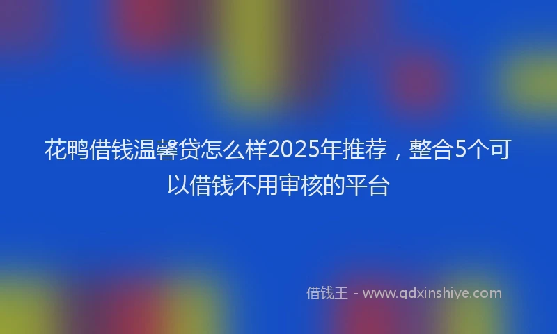 花鸭借钱温馨贷怎么样2025年推荐，整合5个可以借钱不用审核的平台