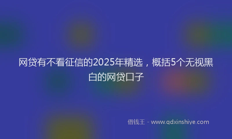 网贷有不看征信的2025年精选，概括5个无视黑白的网贷口子