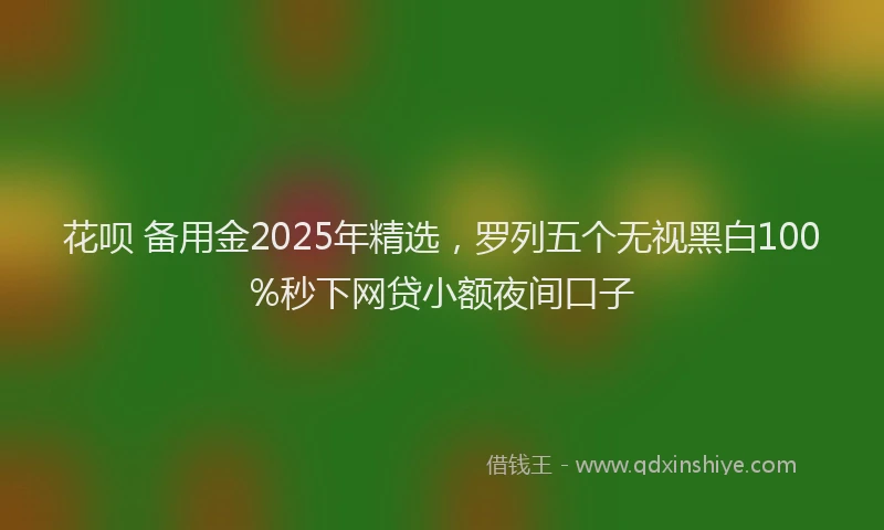 花呗 备用金2025年精选，罗列五个无视黑白100%秒下网贷小额夜间口子