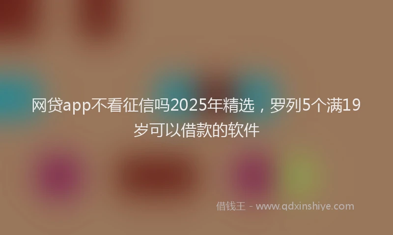网贷app不看征信吗2025年精选，罗列5个满19岁可以借款的软件